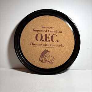 VTG O.F.C. Whiskey Cork Lined Serving Tray, Schenley Distillers, 14" SiLite Tray